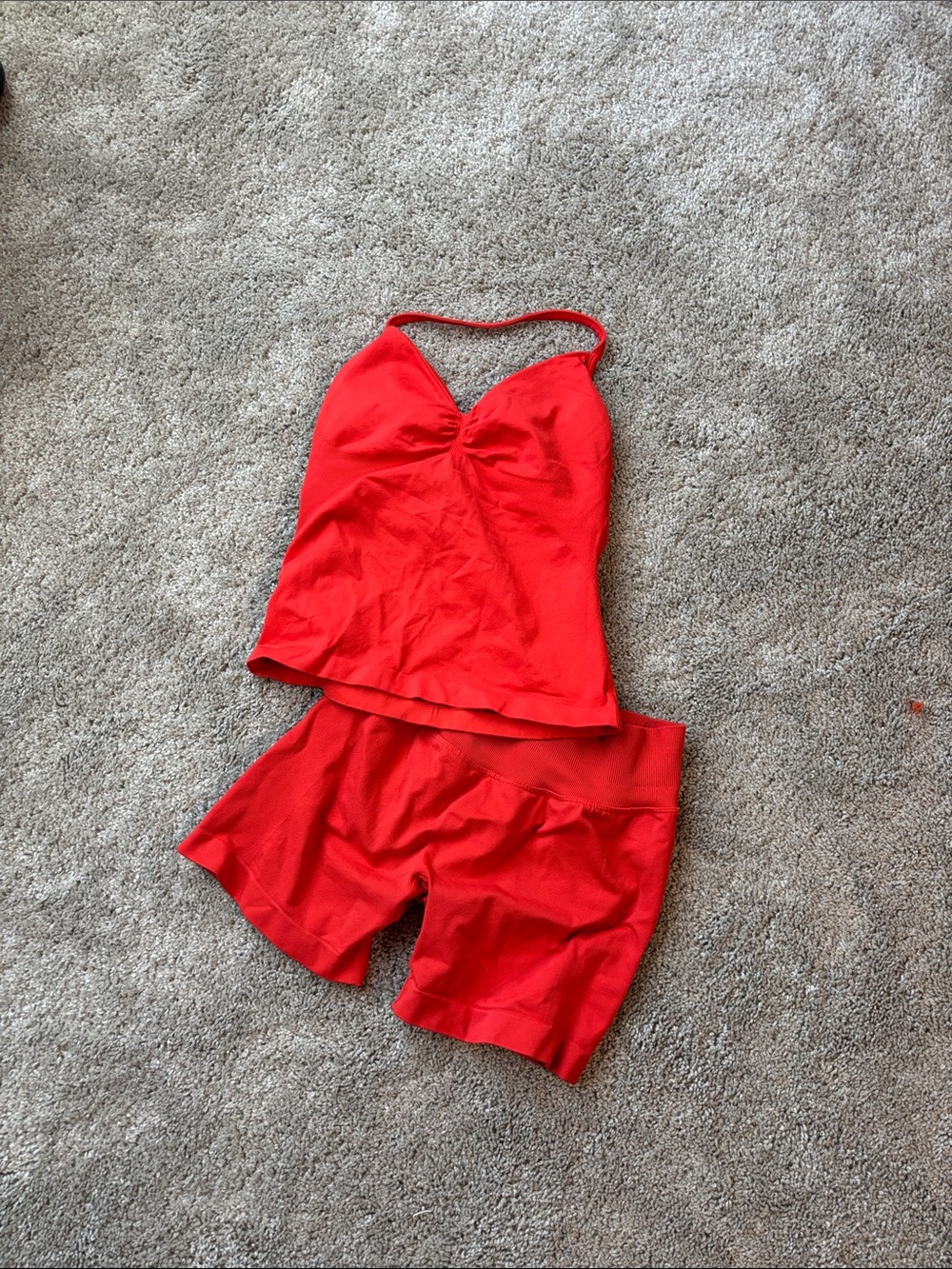 Amazon Essentials Red Women's Athletic Shorts and Tank Set